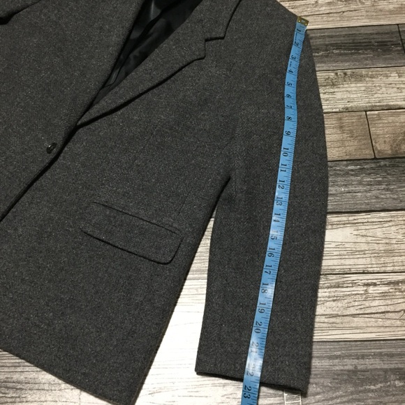 Vtg Lands End Wool Blazer Women’s 12P Gray Single Button - Picture 3 of 9